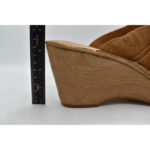 Born Womens 11 Nola Tan Camel Distressed Leather Slip On Platform Clogs Mules - Picture 12 of 15